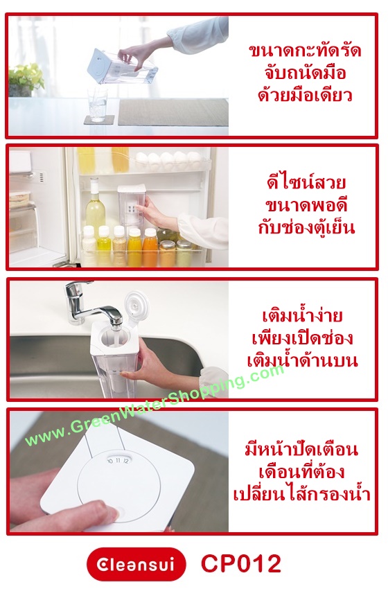 เหยือกกรองน้ำ Mitsubishi Cleansui รุ่น CP012 (ไส้กรอง Super High Grade Filter) ความจุ 0.9 ลิตร
